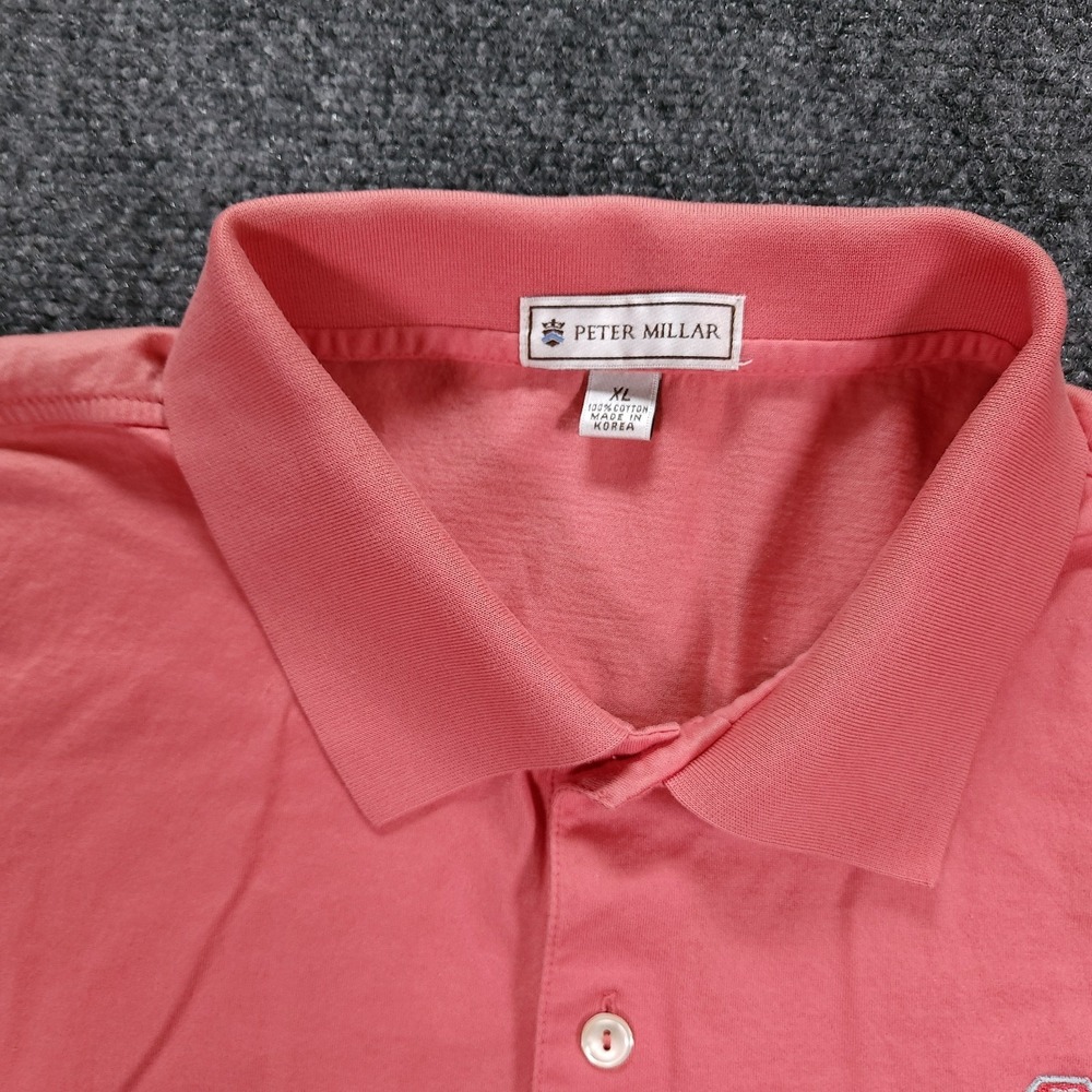 Peter Millar Polo Shirt Mens XL Pink Red Excellent Golf Course Logo Short Sleeve - Picture 4 of 9